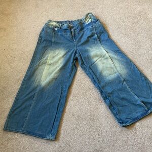 SHEIN Women's Blue Wide-Leg Jeans